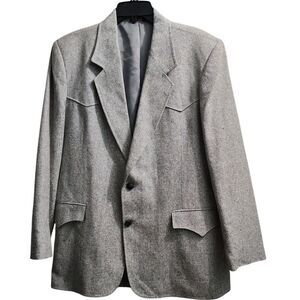 Pioneer Wear Men's Western Blazer Gray Silk Blend USA-Made Size‎ 44